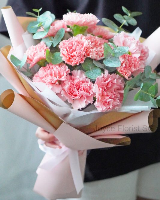 Fresh Flower Bouquet - 12 Pink Carnations