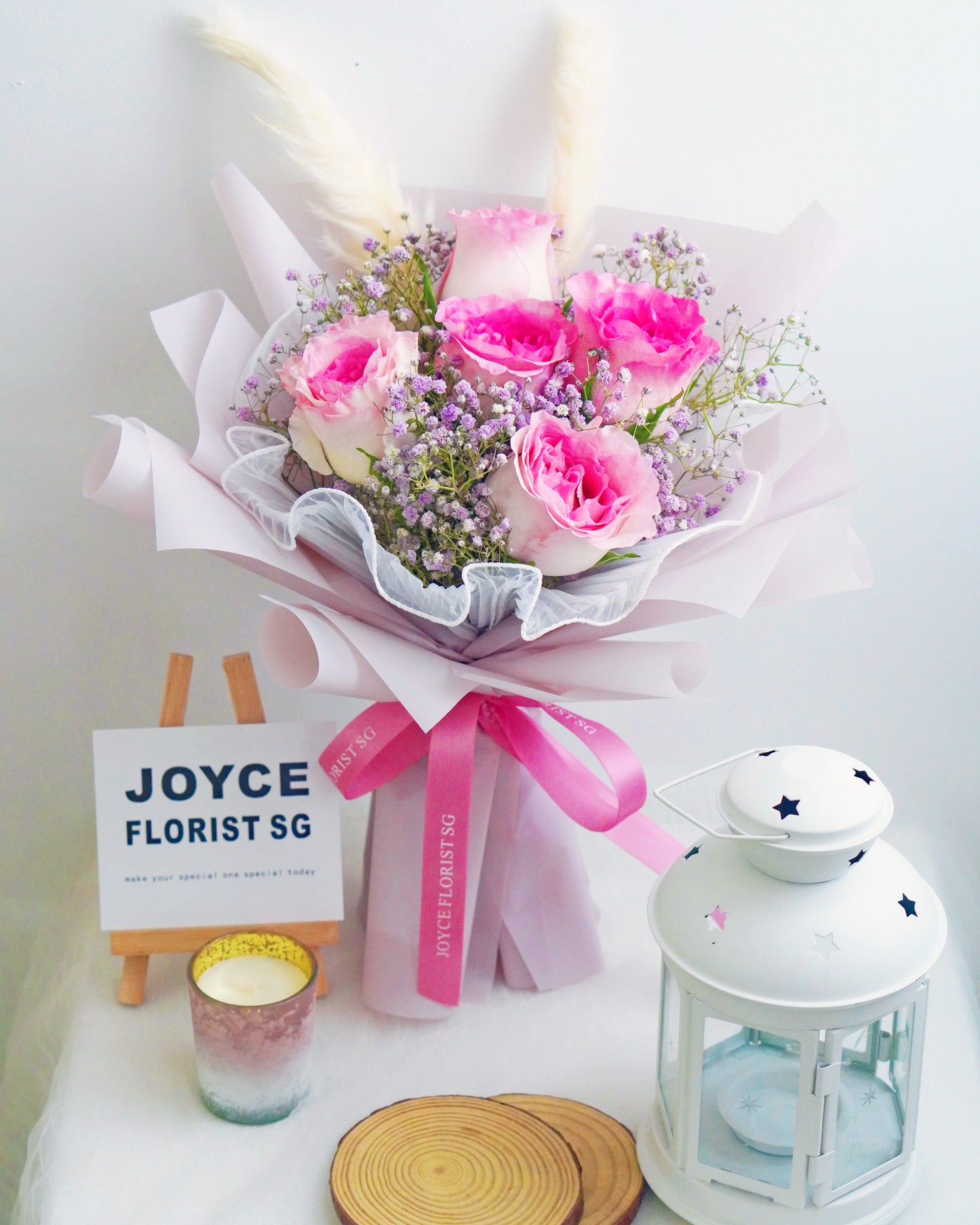 5 Roselle Rose Bouquet - Pink Passion