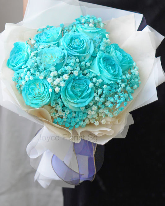 Rose Flower Bouquet - 9 Blue Rose
