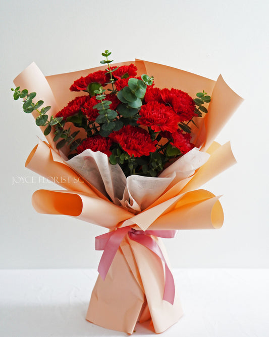 Fresh Flower Bouquet - 12 Red Carnations