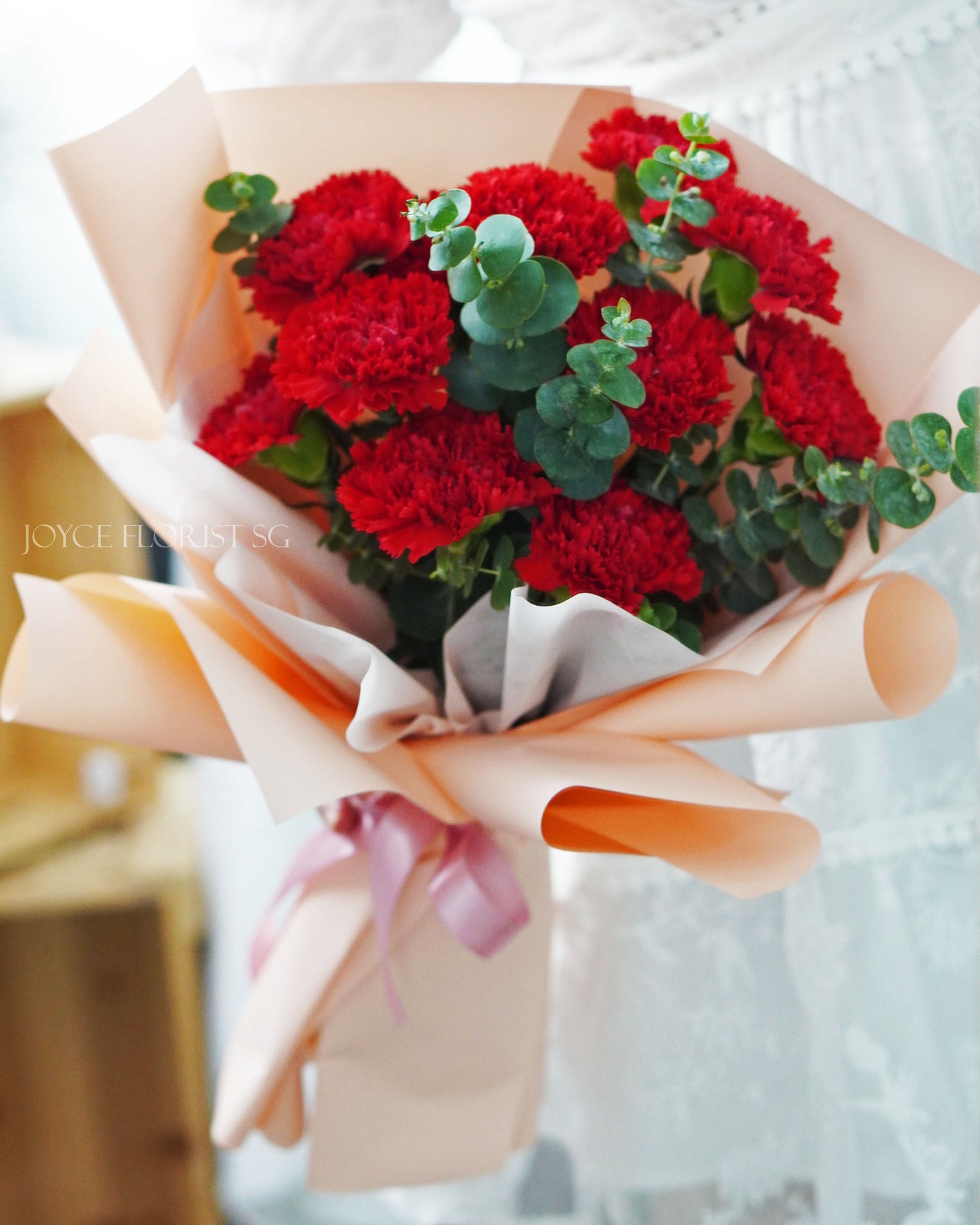 Fresh Flower Bouquet - 12 Red Carnations