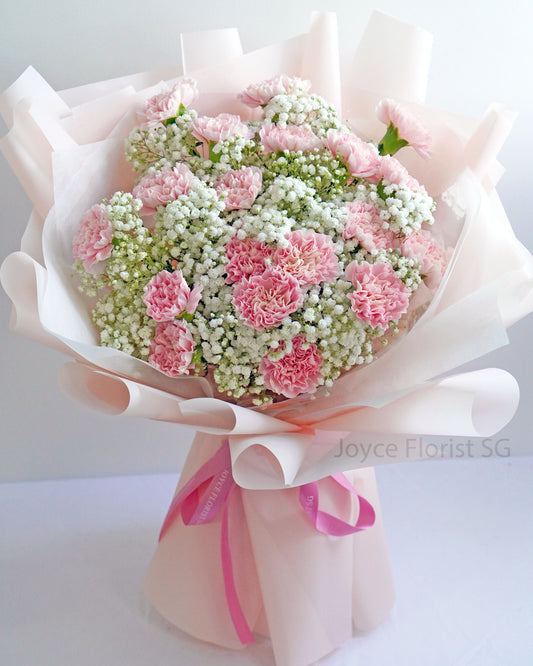 Carnation Flower Bouquet - 19 pink Carnations