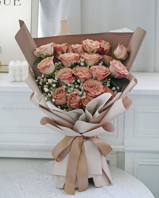 Fresh Flower Bouquet - 19 Cappuccino Roses