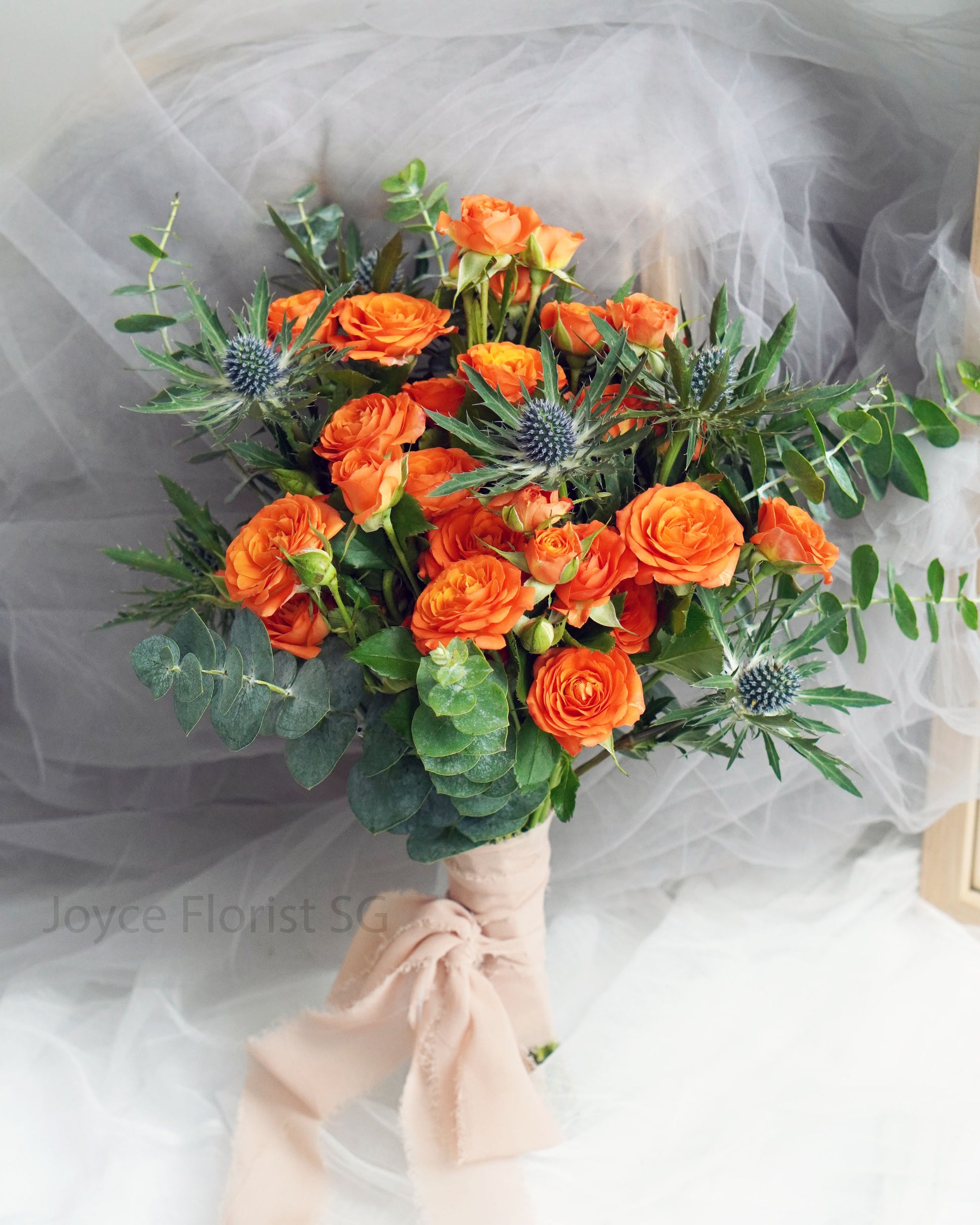 Bridal Wedding Hand Bouquet - Orange