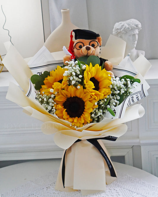 Sunflower Graduation Bouquet With Bear - Turning Point