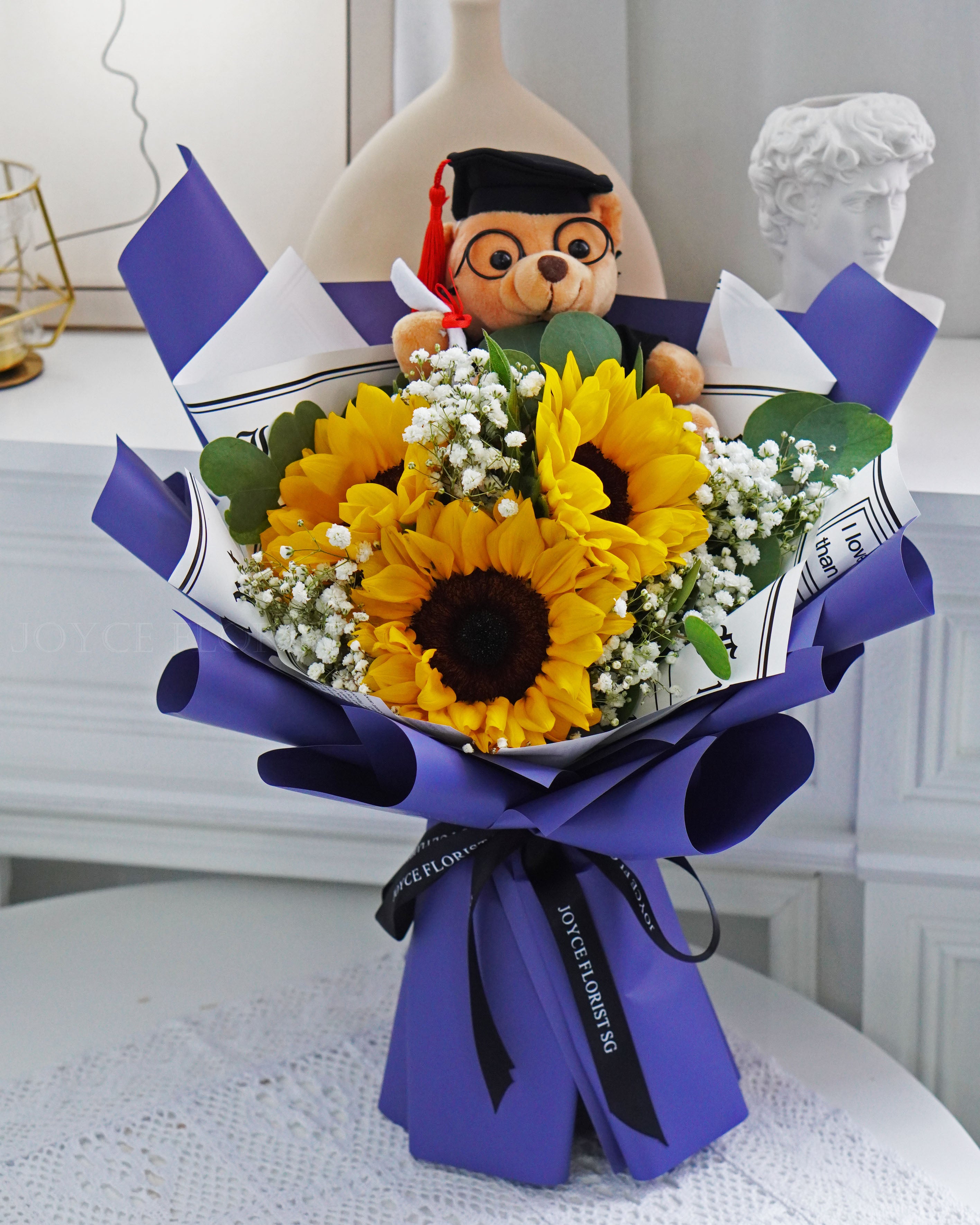 Sunflower Graduation Bouquet With Bear - Milestone – Joyce Florist SG