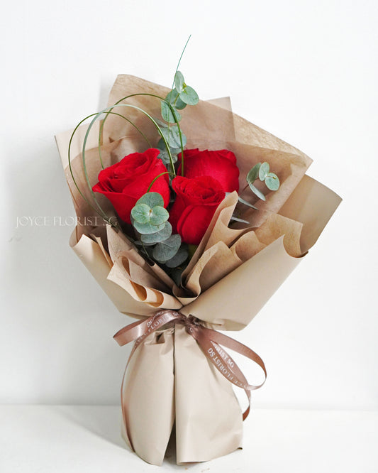 Fresh Flower Bouquet - 3 Red roses