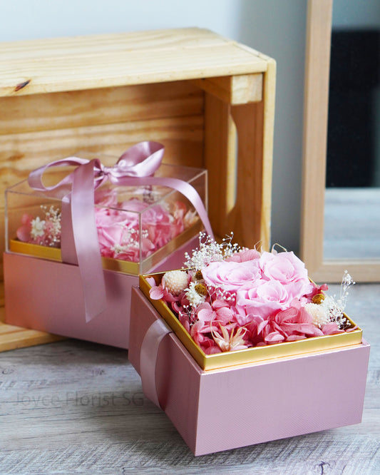 Preserved Flower Blooming Box - Pink Rose