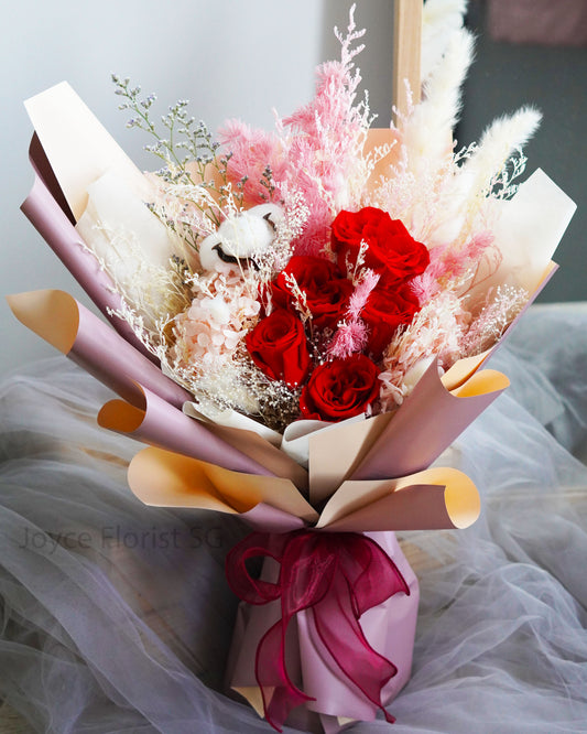 Preserved Flower Bouquet - Red Love