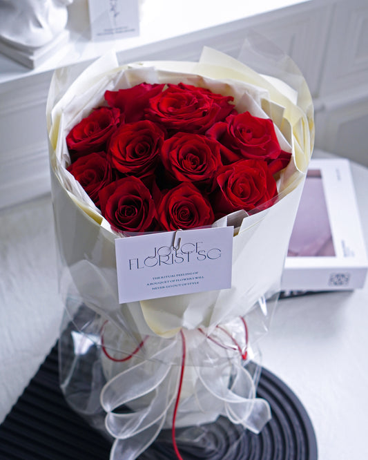 Rose Flower Bouquet -  11 Premium Kenya Fresh Red  Rose