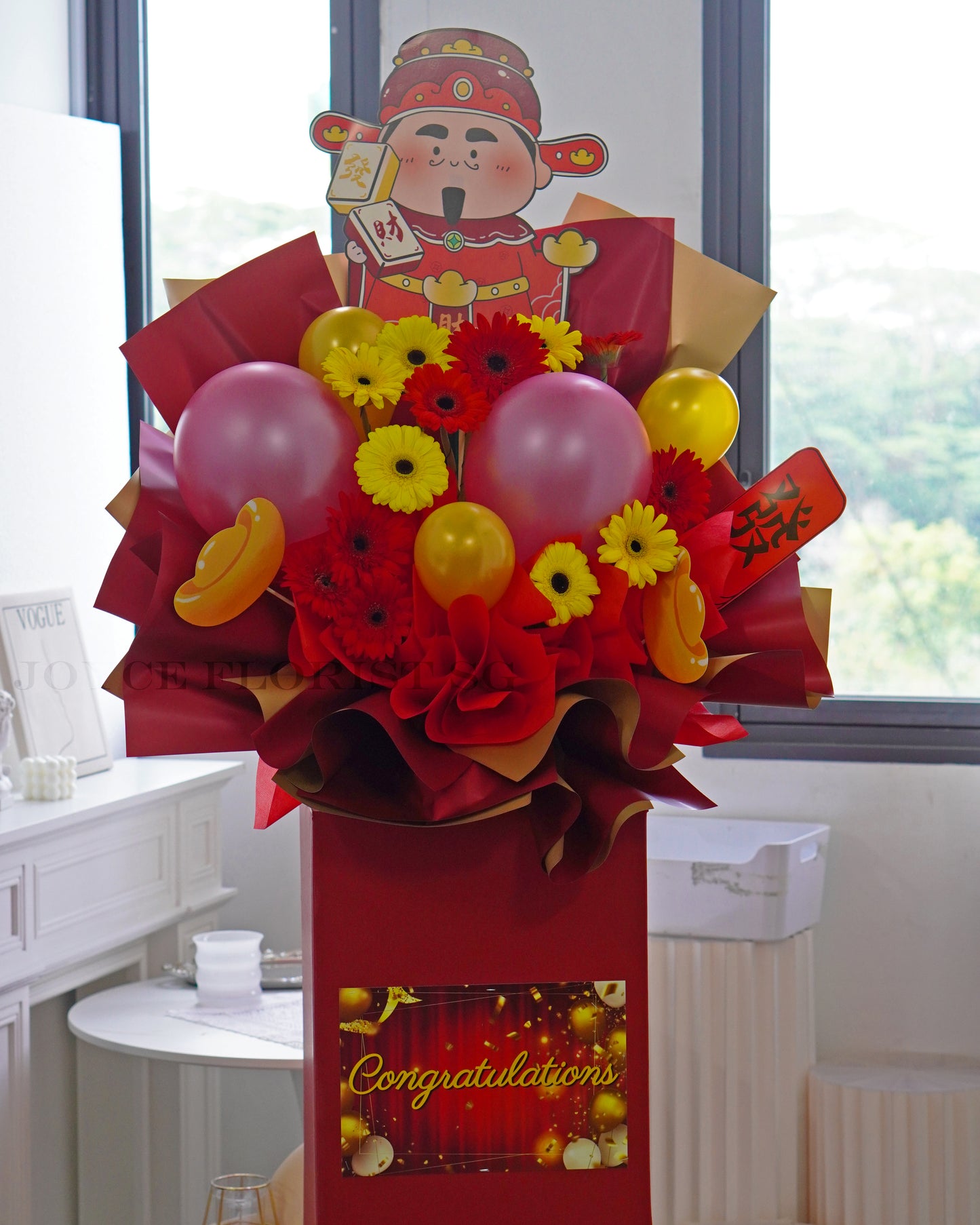 Grand Opening Flower Stand -  God of Fortune (Red)