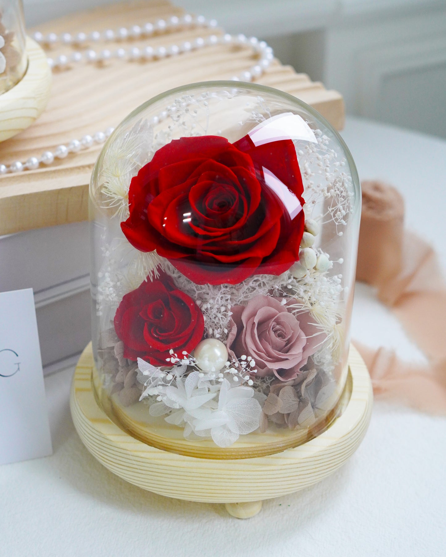 Preserved Flower Dome - Red Rose