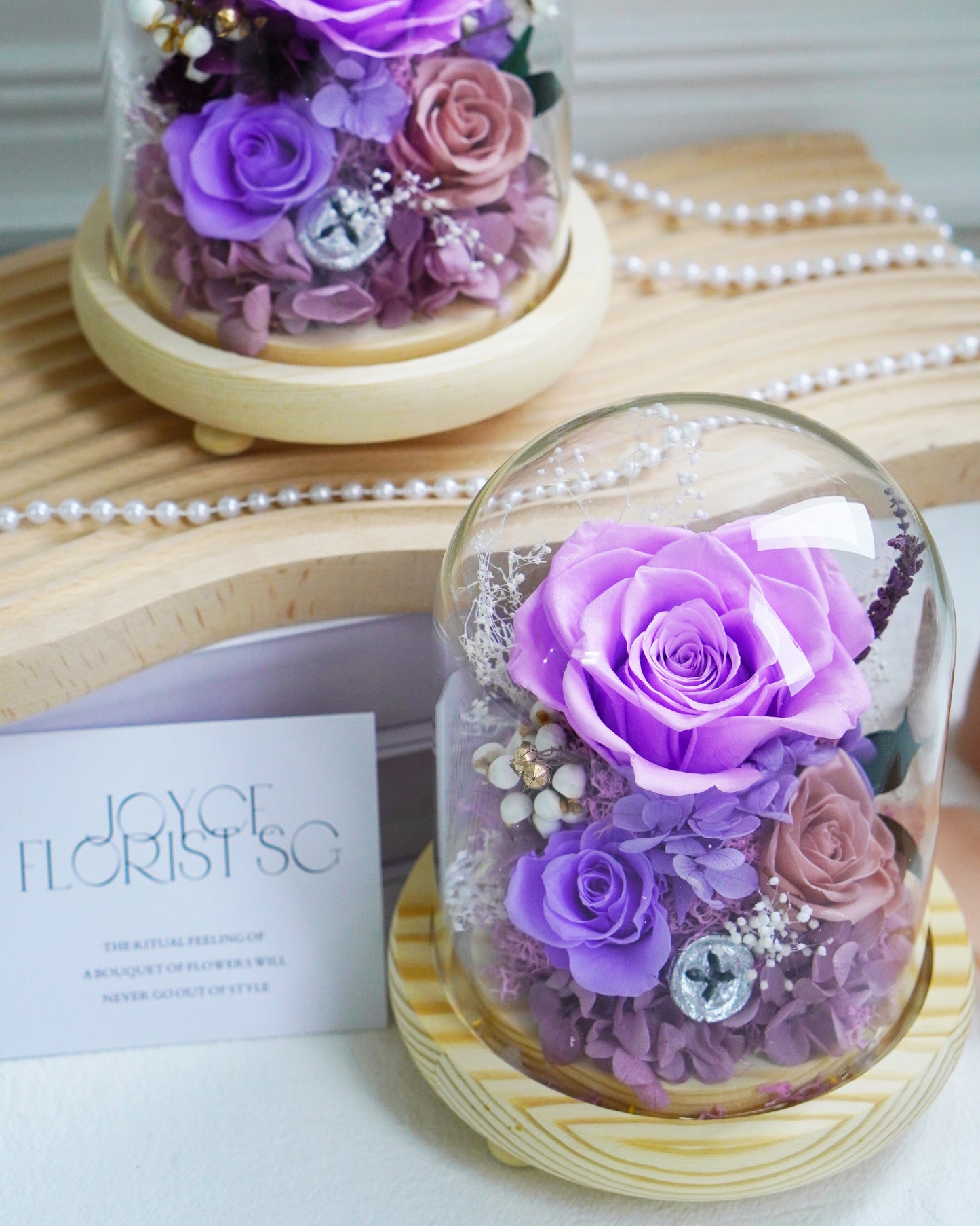 Preserved Flower Dome - Purple Rose