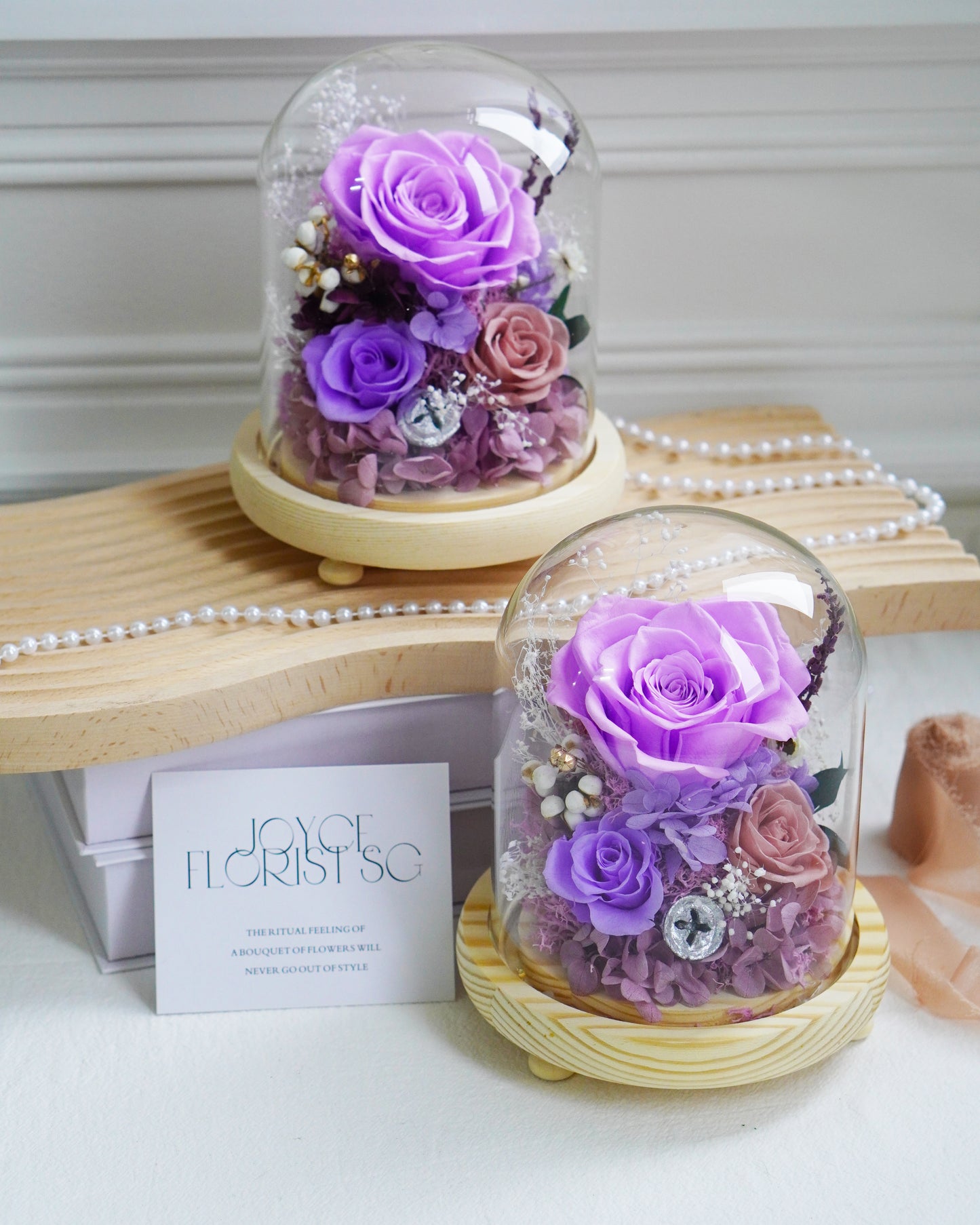 Preserved Flower Dome - Purple Rose