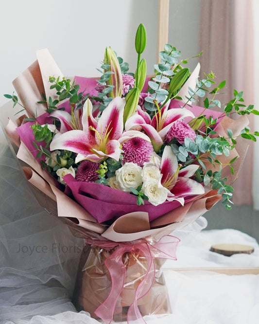 Pink Lily Flower bouquet - Serena