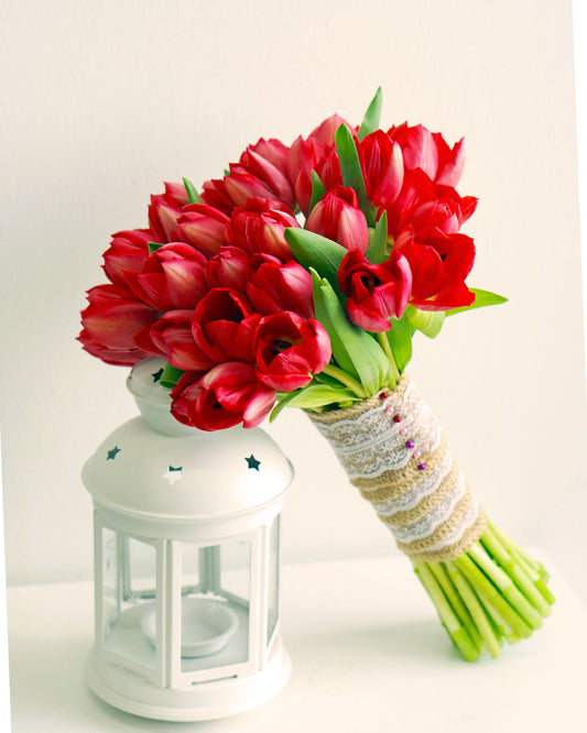 Bridal Wedding bouquet - Red Tulip