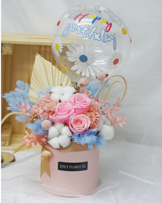 BOBO Balloon With Preserved Flower Box - Candy