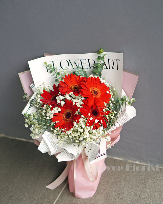 Gerbera Flower Bouquet - Red Gerbera