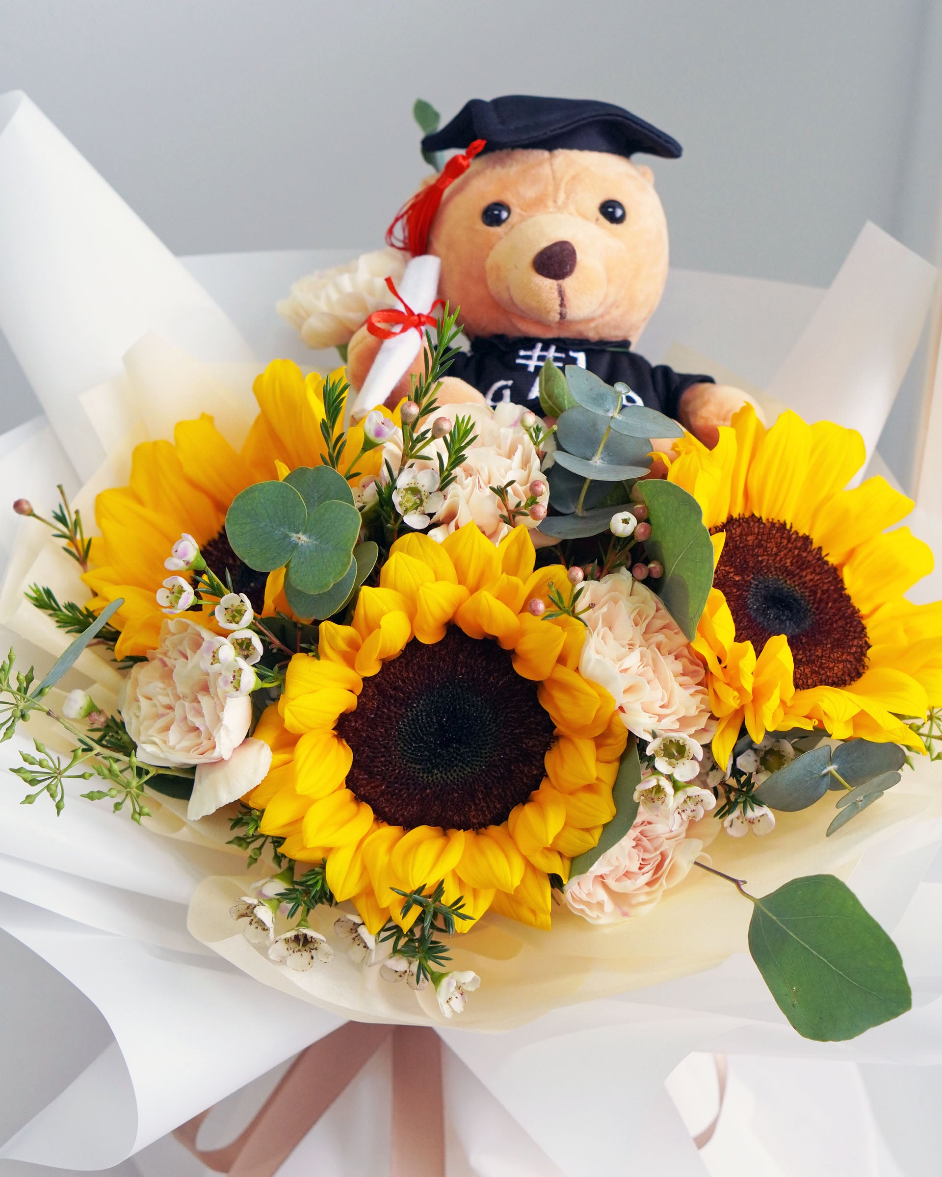 Sunflower Graduation Bouquet With Bear - You Made It