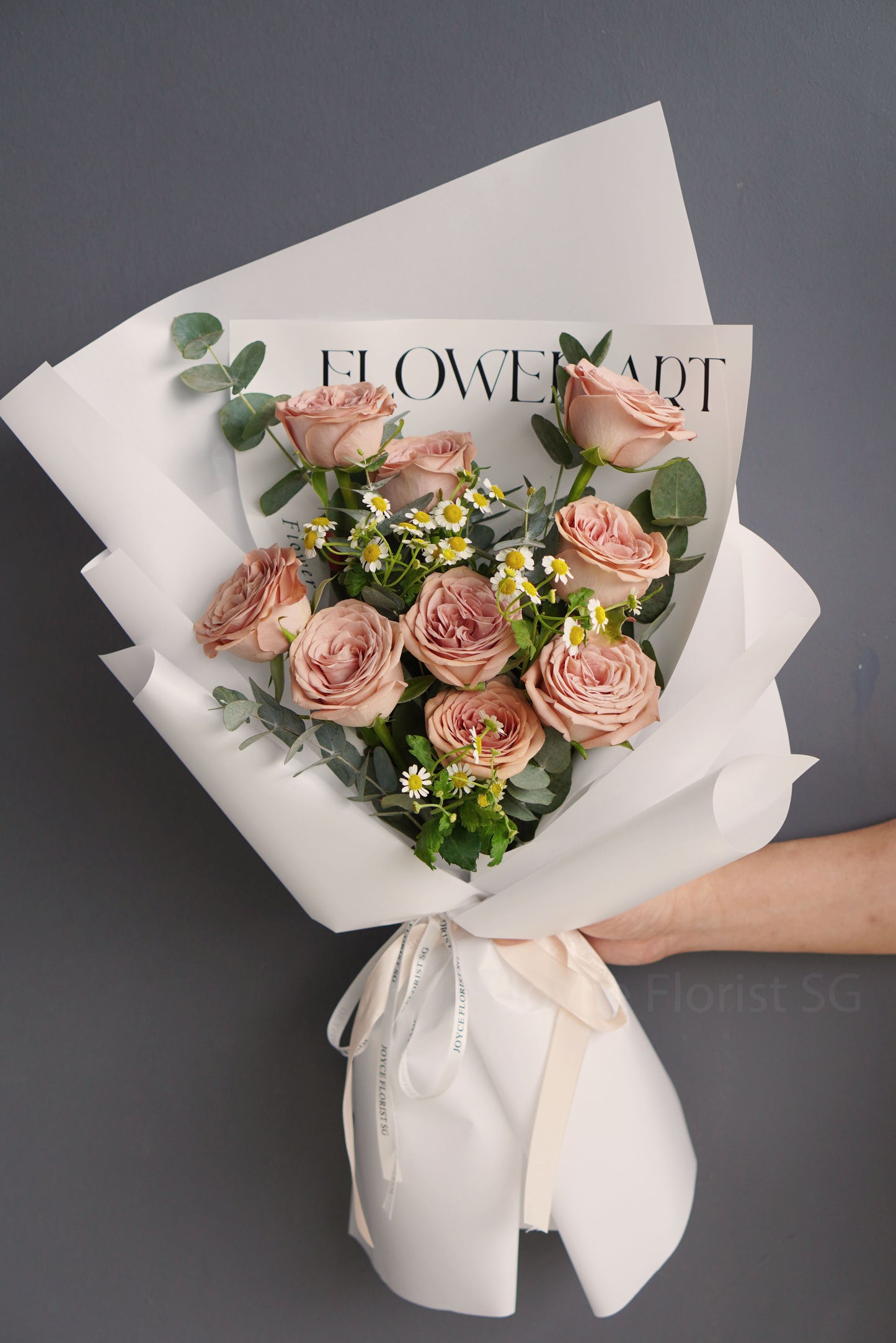 Rose Flower Bouquet - cappuccino rose & daisy