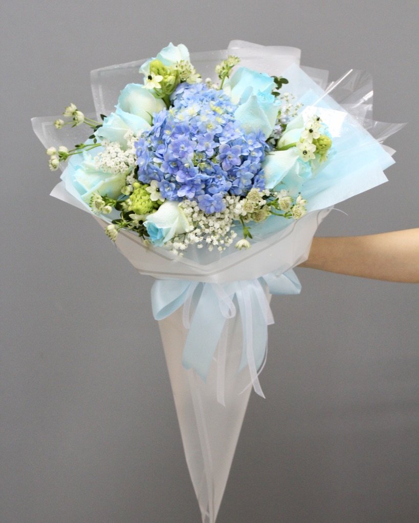 Blue rose and hydrangea bouquet  | Singapore SG  Florist