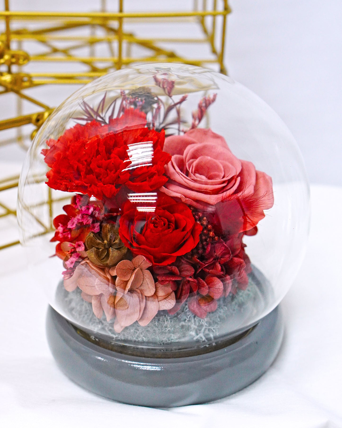 Preserved Red Carnation Dome